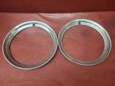 Dodge 15" Stainless Steel Chrome HOT ROD Ribbed Trim Rings Beauty Ring PAIR