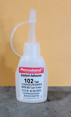 Permabond 102 CA Instant Adhesive Super Glue 1 oz Bottle, Brand New, 28.4g