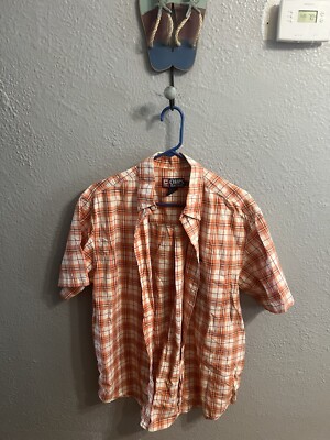 Chaps Ralph Lauren SS Button Down Mens Shirt Plaid Cotton Size Medium