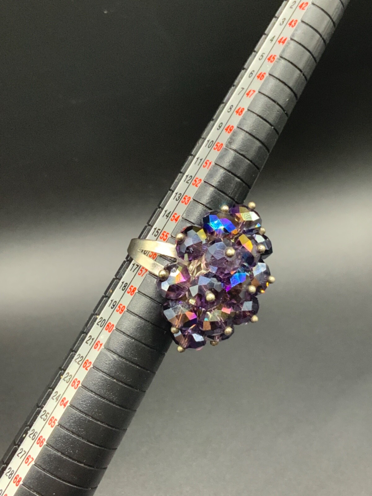 Cluster Ring adjustable Crystal Aura Amethyst shi… - image 8