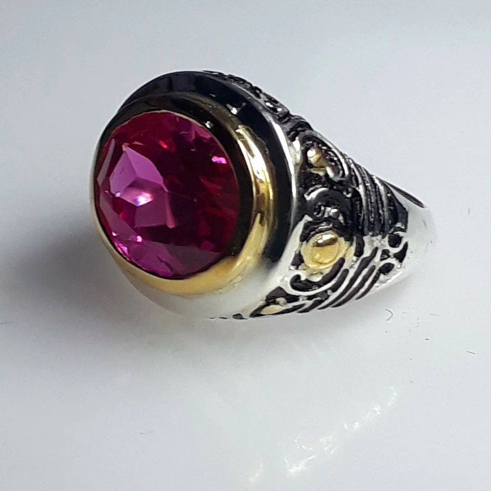 6.25 Carat 925 Sterling Silver, Handmade Ring , Ruby Unisex Ring - Image 3 of 4