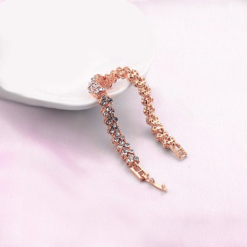 Brazalete Tenis Circonita Cúbica Redonda Brillante Chapado en Plata .925+ Oro Rosa 3mm - Imagen 4 de 11