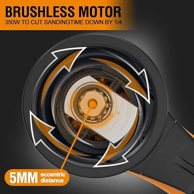 MAXXT Electric Brushless Orbital Sander with Two Backing plates for Woodworking - Image 2 of 4