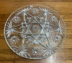 Vintage Anchor Hocking 13" Serving Platter Prescut Glass, Star of David Pattern