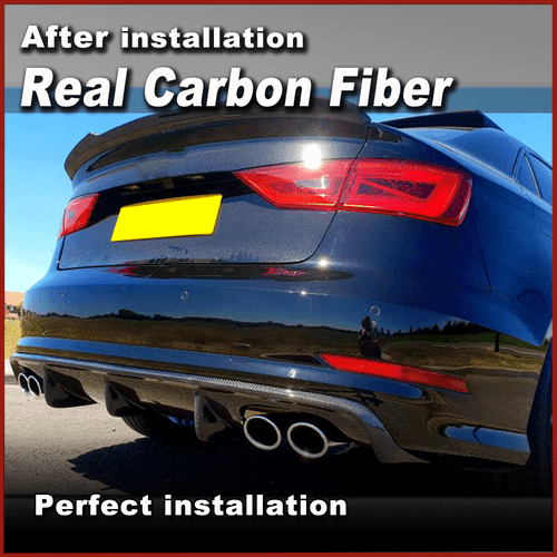 Carbon Heckdiffusor Heckansatz Diffusor Ansatz Passt für Audi A3 8V S3 2013-2016 - Picture 3 of 10