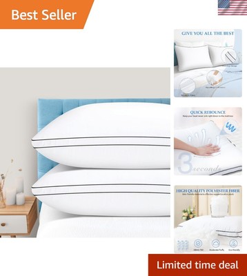 Queen Size Down Alternative Pillows - Machine Washable & Easy Care Set of 2