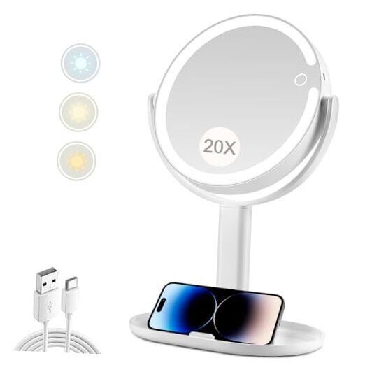 20X Magnifying Makeup Mirror with LED Lights for Precise Application-image