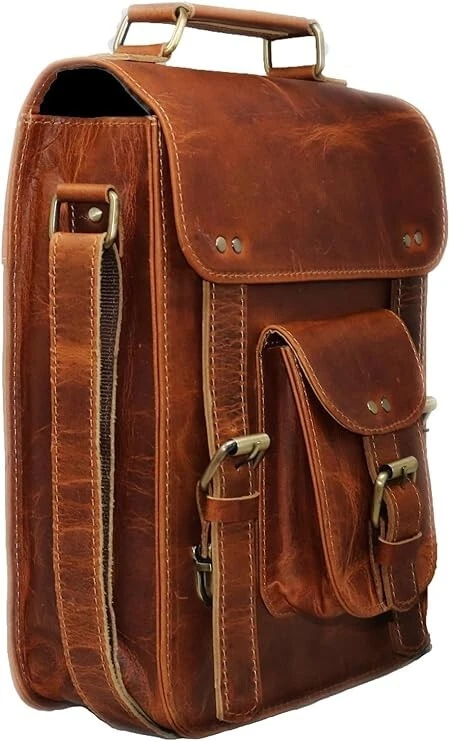 Nova Bolsa Transversal Satchel Couro Vintage Mensageiro Marrom Ombro Genuíno - Imagem 4 de 4