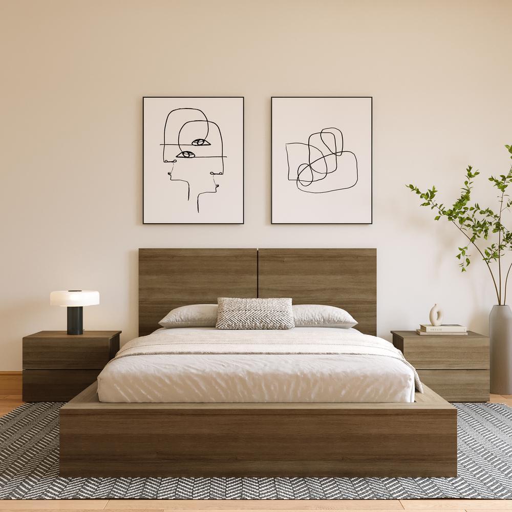 Nexera Headboard Queen Size Modern Minimalist Panel Particle Board in Brown Oak-image