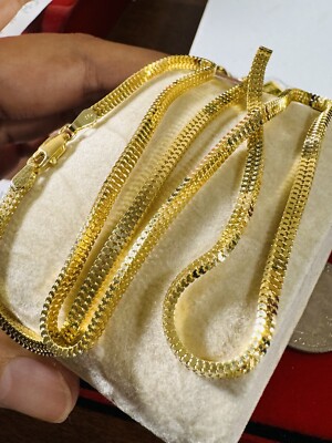 18K 750 Real Yellow Gold Snake Chain Necklace Women's 19.6”/20