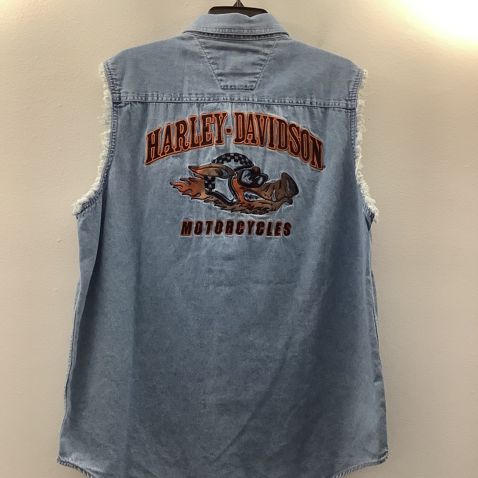 Vtg Harley Davidson Denim Vest Mens Large Embroidered… Gem