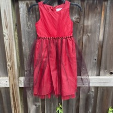 Sweet Heart Rose Girl size 8 Red Black Tiered Rose Holiday Party Dress Christmas
