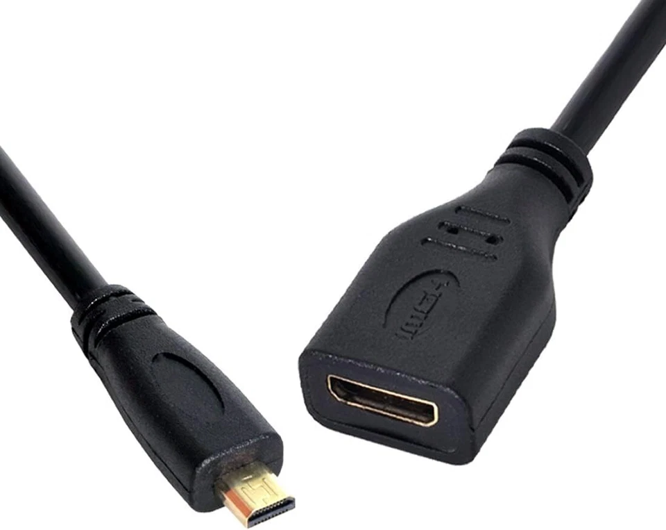 Micro HDMI Type D Male To HDMI Type A Female Cable Adapter Converter Connector - Image 4 of 4