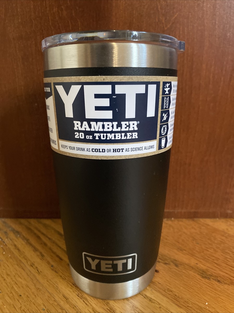 YETI Black 20 Oz Rambler with MagSlider Lid - Black Brand New