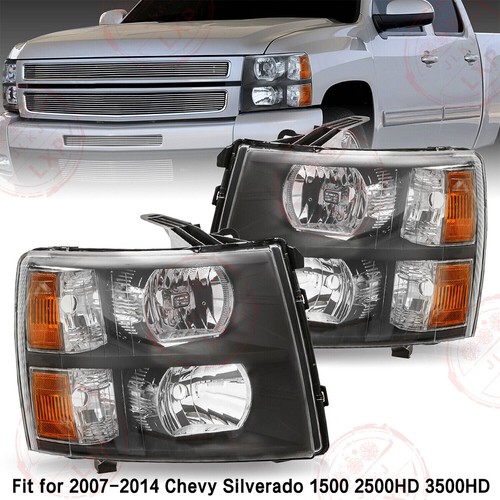 Pair Headlights For 2007-2013 Chevy Silverado 1500 2500 HD Black Front Headlamps - Foto 4