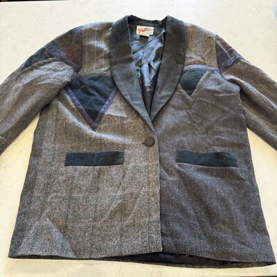 Mary Flanagan Sz L Wearable Art Nothing Matches Wool Amazing Blazer Jacket