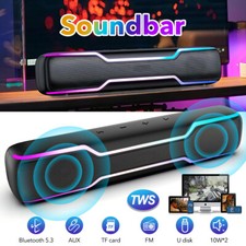 Stereo Bass Sound Computer Speaker Bluetooth Wireless Soundbar Desktop Laptop