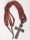 Old Native American Indian Sterling Cross & Red Coral Necklace — photo 9