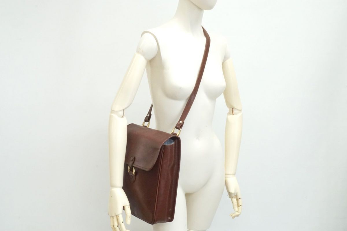 Borsa a tracolla Yves Saint Laurent vintage in pelle unisex logo YSL marrone usata