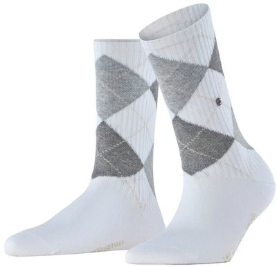 Burlington Aux femmes Rib Courtside Argyle Coton Chaussettes - blanc - Photo 1/4