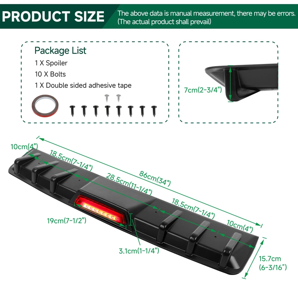 Difusor traseiro brilhante barbatana de tubarão com luz LED para Jaguar XJR XE XF - Imagem 3 de 4