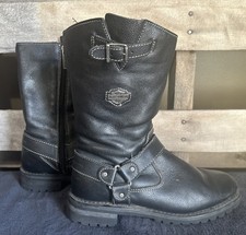 Harley Davidson Soft Black Leather Riding Boots Size 8.5
