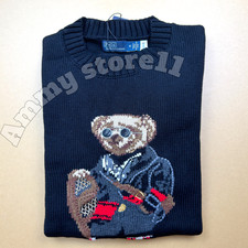 POLO RALPH LAUREN Polo Bear Knit Sweater Navy Blue Ski Bear Crewneck Men's M