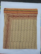 Hand Block Printed Cotton Sarong: Zari Beach Wrap Pareo
