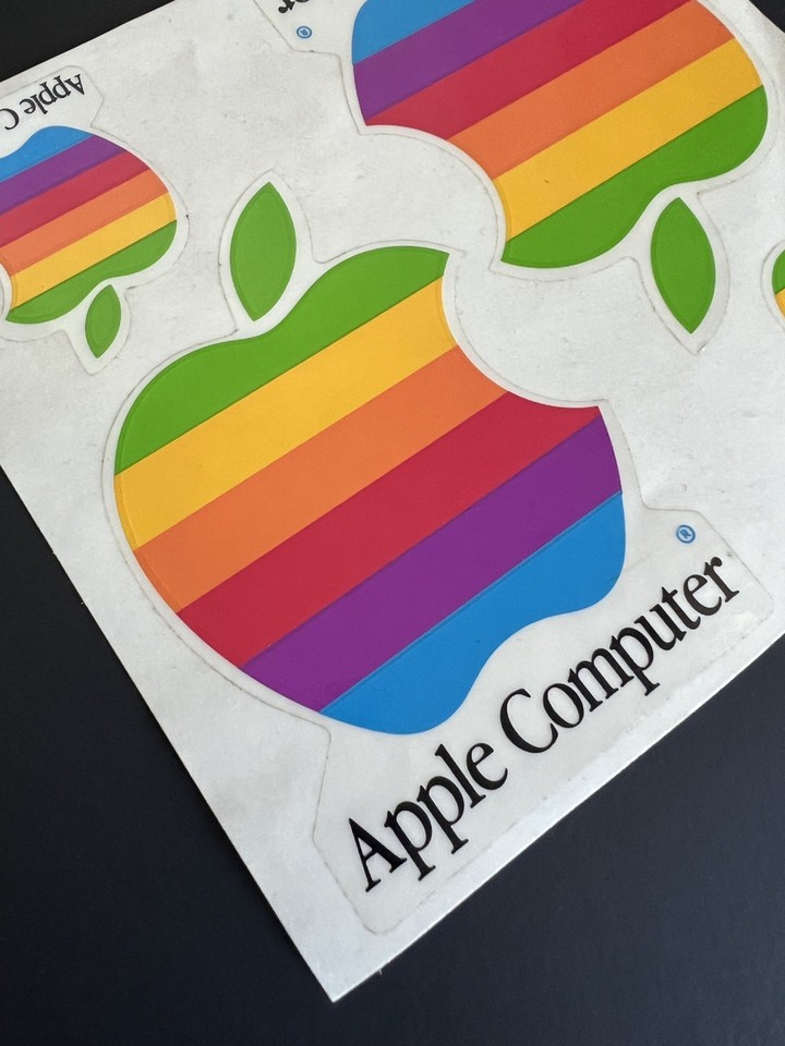 Vintage New Apple Computer Rainbow Logo Sticker Sheet Mac Graphic ...