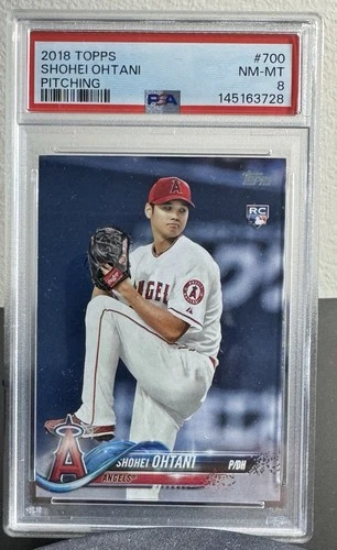Shohei Ohtani 2018 Topps #700 Pitching RC PSA 8 NM/Mint Angels Dodgers MVP RC