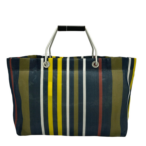 【新品未使用】MARNI MARKET STRIPE BAG スカイ×オリーブ MARNI Marni Market Stripe Bag Navy Khaki Multi Nylon … - Gem