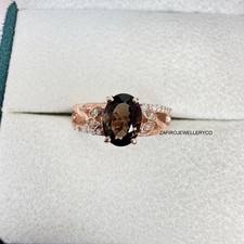 Natural Smoky Quartz, Anniversary Ring, 925 Sterling Silver, Engagement Ring