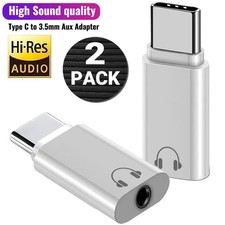 2 Pack USB-C Type C Adapter Port to 3.5MM Aux Audio Jack Earphone Headphone Car