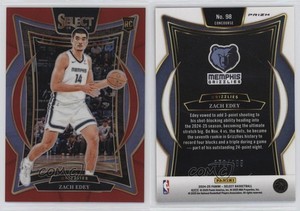 2024-25 Panini Select Concourse Red Prizm /199 Zach Edey #98 Rookie RC
