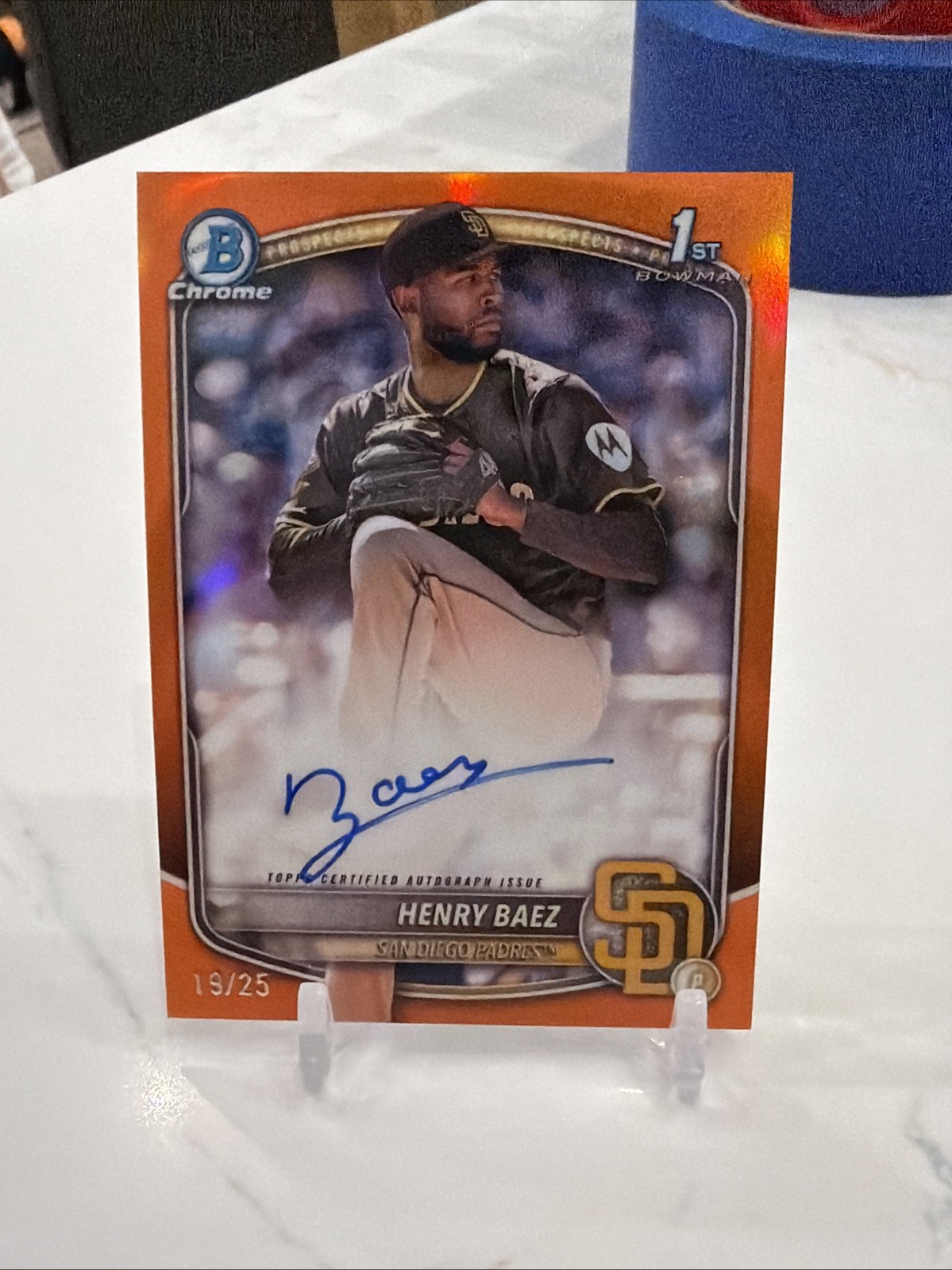 2025 Bowman Chrome Henry Baez #CPA-HBA Prospects Auto Orange Refractor /25