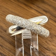 Elegant Silver Criss Cross Ring Band 4.32g Sz 7.5 AT126-26 N