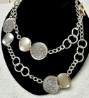 Silver Tone Round Sparkling Circle Link Necklace n
