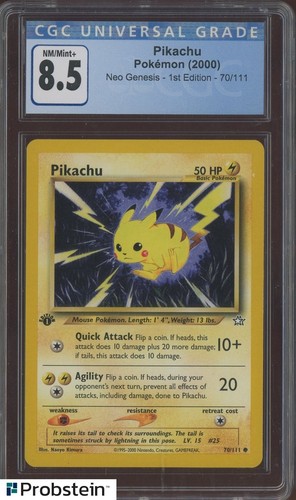 2000 Pokemon Neo Genesis 1st Edition #70 Pikachu CGC 8.5 NM-MT+