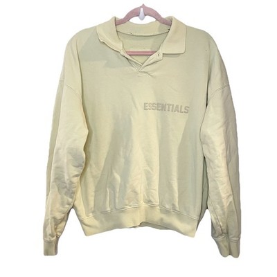 Fear Of God Essentials Sweatshirt Mens XS Yellow Collared Polo Knit Pullover