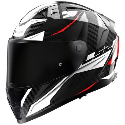 LS2 Integralhelm ''FF811 Vector II Carbon Savage'' / 63 64 120 rot weiß grau