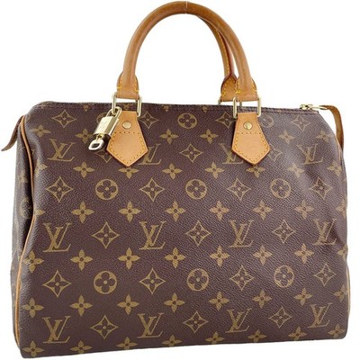 Louis Vuitton Monogram Speedy 30 Leather Fabric Brown Handbag