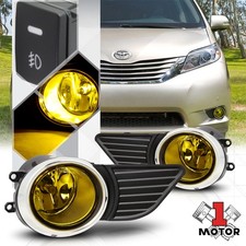 Yellow Lens Fog Light Lamp w/Switch+Harness+Chrome Bezel Cover for 11-17 Sienna