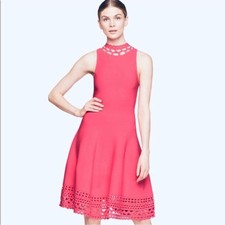 Milly Size Small Fit and Flare Knit Cut Out Swing Mini Dress Twee