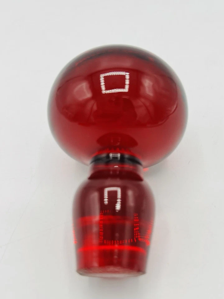 Blenko Glass Ruby Red Round Top Stopper 3”T It Glows - Image 4 of 4