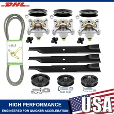 For Hustler Raptor 52" Ultimate Deck Rebuild Kit, Spindle, Pulley, Blade,Blade