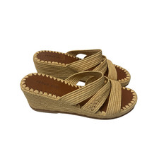 Women's Three-Strap Raffia Wedge Sandal