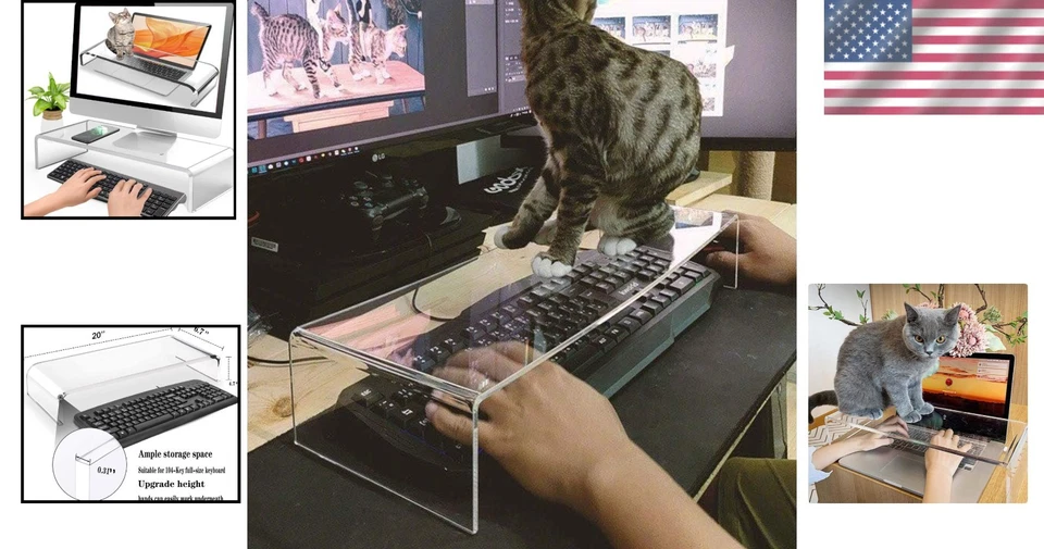 Durable Acrylic Keyboard Protector - Stylish Monitor Stand - Image 2 of 4