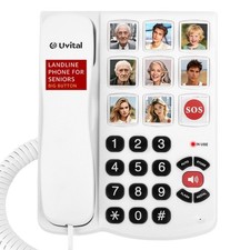 Uvital Big Button Phone for Seniors, Corded Landline Phone with 9 One-Touch Dial