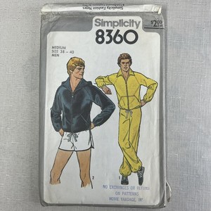 Vintage 1977 Simplicity Sewing Pattern 8360 Mens Jacket Pants SZ M (cut & uncut)