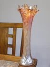 Vintage FENTON Diamond POINT Column Swung 11.5" VASE Marigold CARNIVAL GLASS